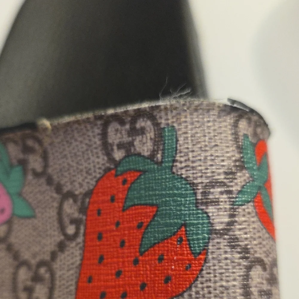 Gucci Strawberry Pattern Slides with Black Sole - Picture 7 of 11